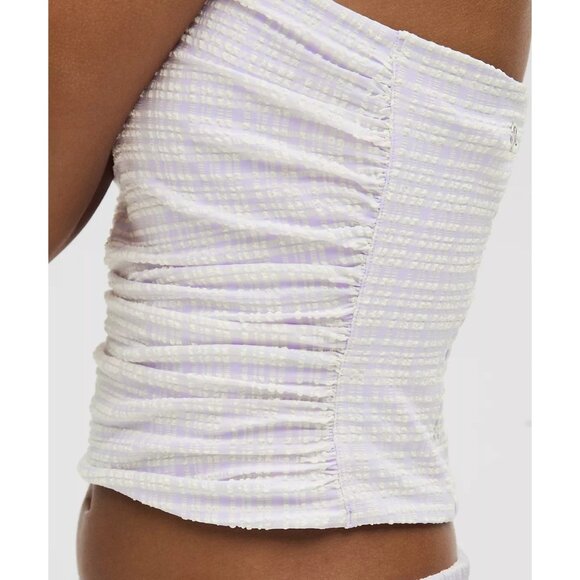 NWT Lululemon Seersucker Check Strappy Lavender Tank & 3" Pull-On Short Set M/L - Picture 5 of 16